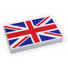LEGO brick UK flag tile in 2x3 size, designed by B3 Customs, showcasing the detailed red, white, and blue Union Jack pattern.