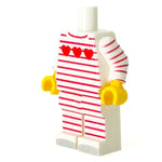 B3 Customs Valentine's Day 3 Hearts PJs Minifig body, detailed minifigure torso with red hearts and festive design.