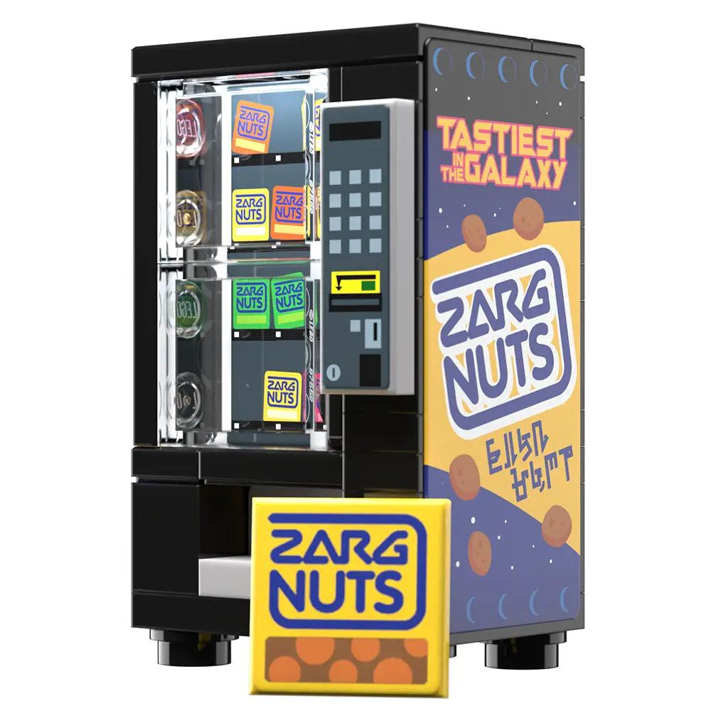 Custom LEGO Zarg Nuts vending machine build by B3 Customs, featuring detailed Marvel Guardians of the Galaxy-inspired design.