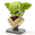 Detailed instructions for building a Custom Star Wars Yoda bust with LEGO® parts by B3 Customs, shown in the image.
