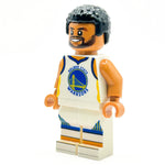 LEGO Steph Curry minifigure in white basketball jersey, detailed B3 Customs basketball player LEGO minifig on white background