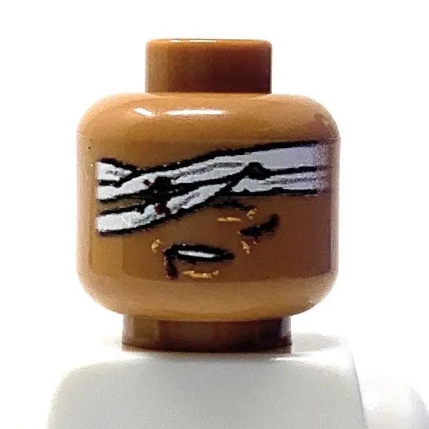 LEGO parts featuring a bandaged head from B3 Customs, a custom military-themed LEGO accessory for building and customizing LEGO figures.
