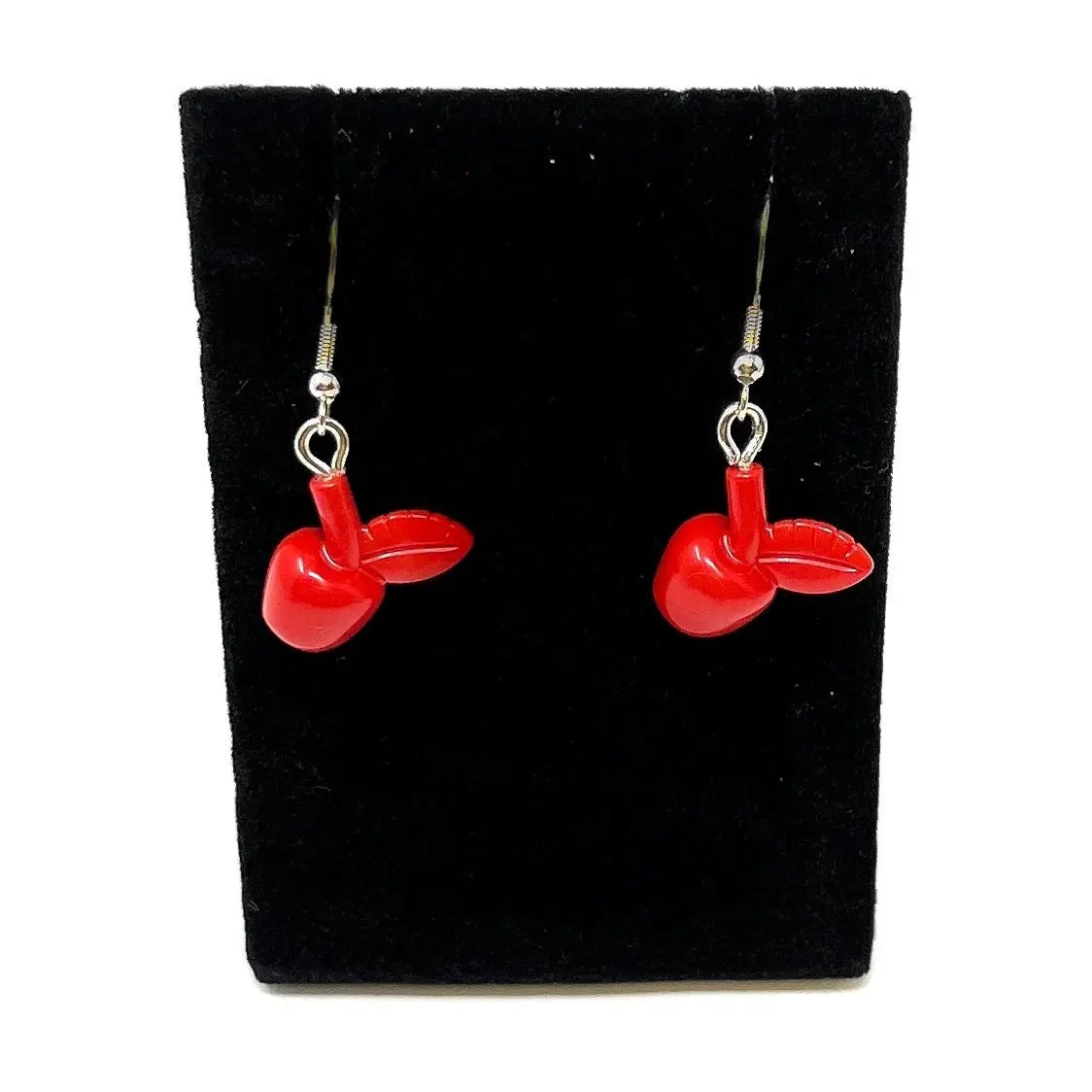 B3 Customs Apple earrings crafted from colorful LEGO bricks, featuring playful, handcrafted jewelry with a vibrant apple design.
