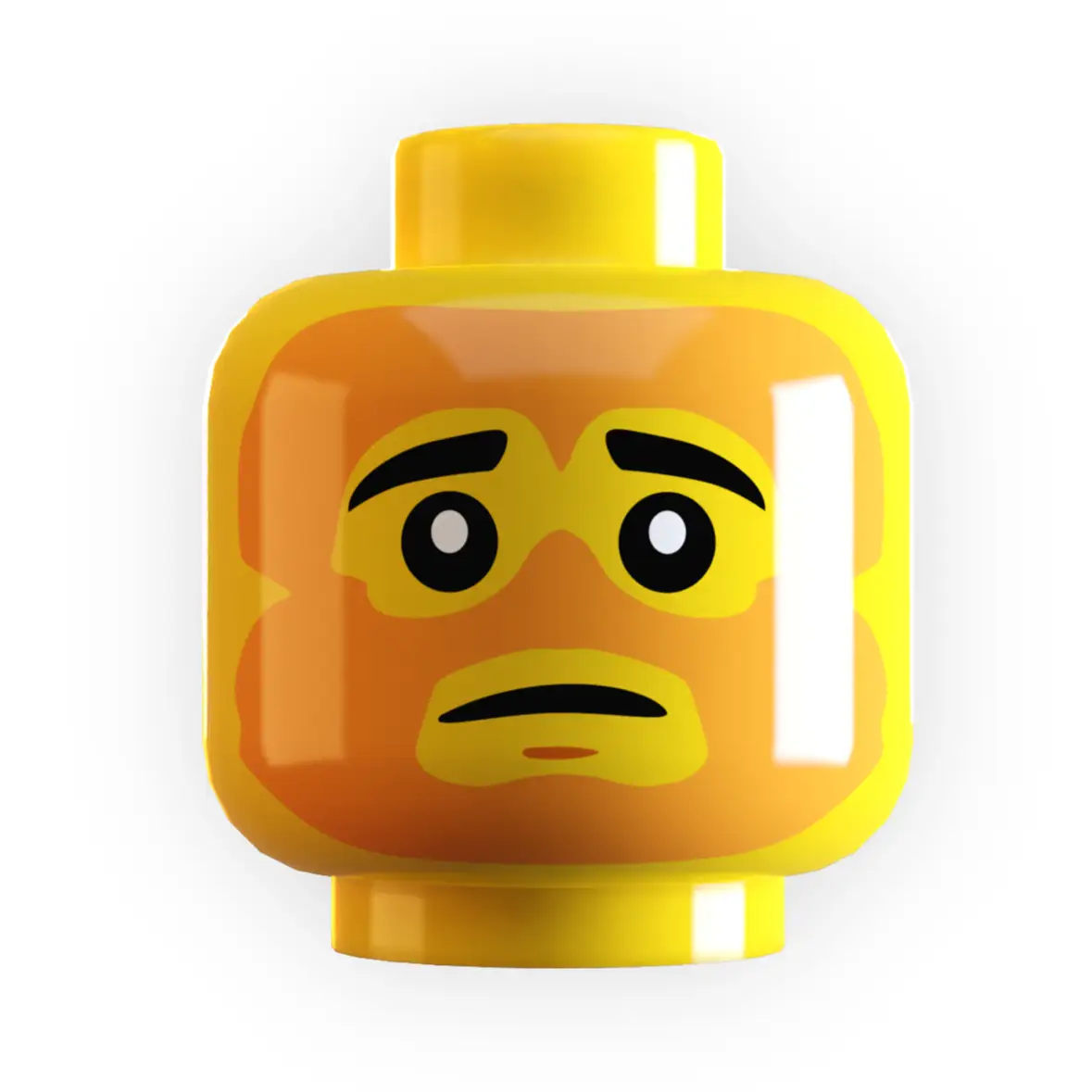LEGO Sunburnt Minifig Head by B3 Customs showing a yellow minifig head with sunburned skin details and facial features.