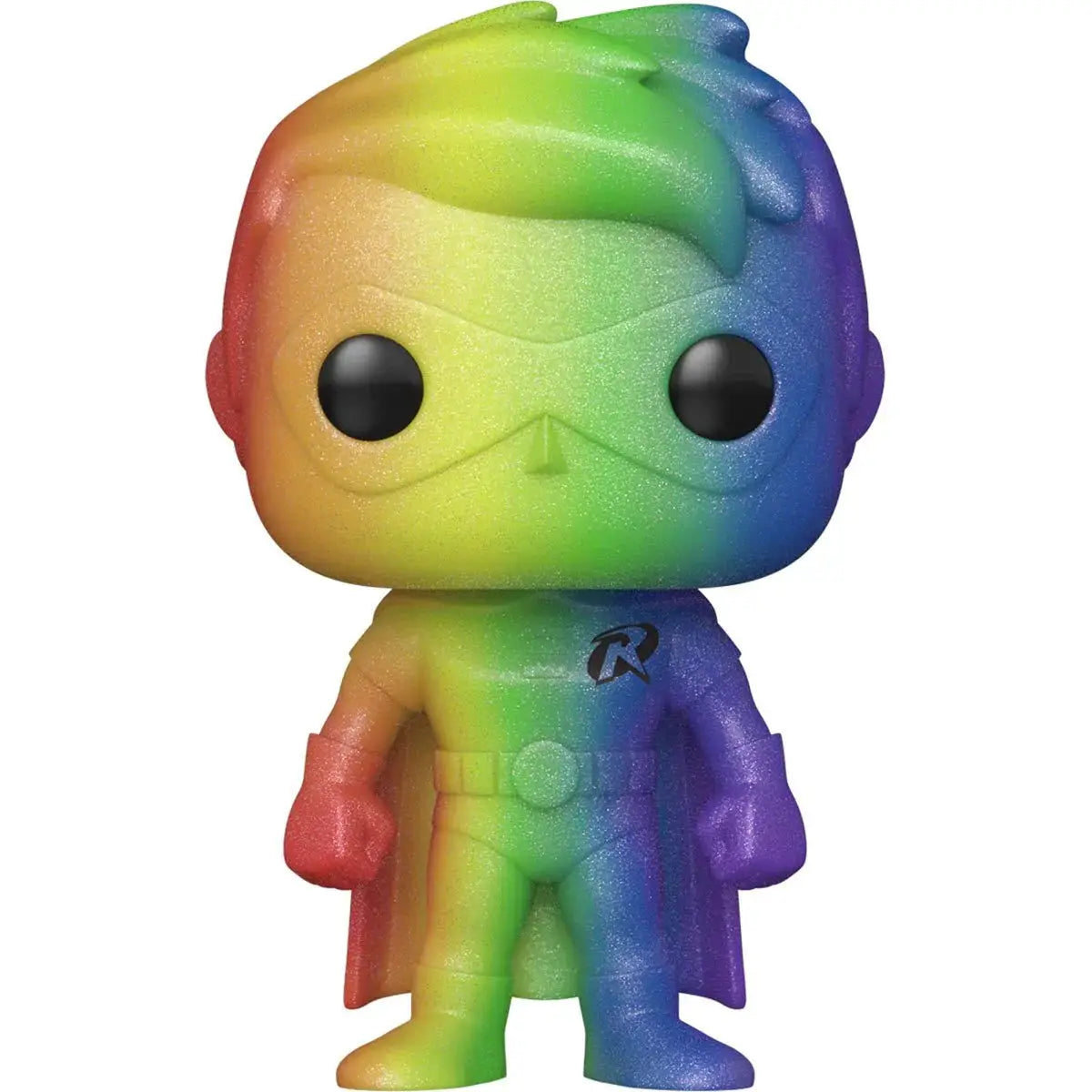 DC Pride Robin POP! Heroes figure by THE MIGHTY HOBBY SHOP, featuring Robin in colorful Pride-themed costume and pose.
