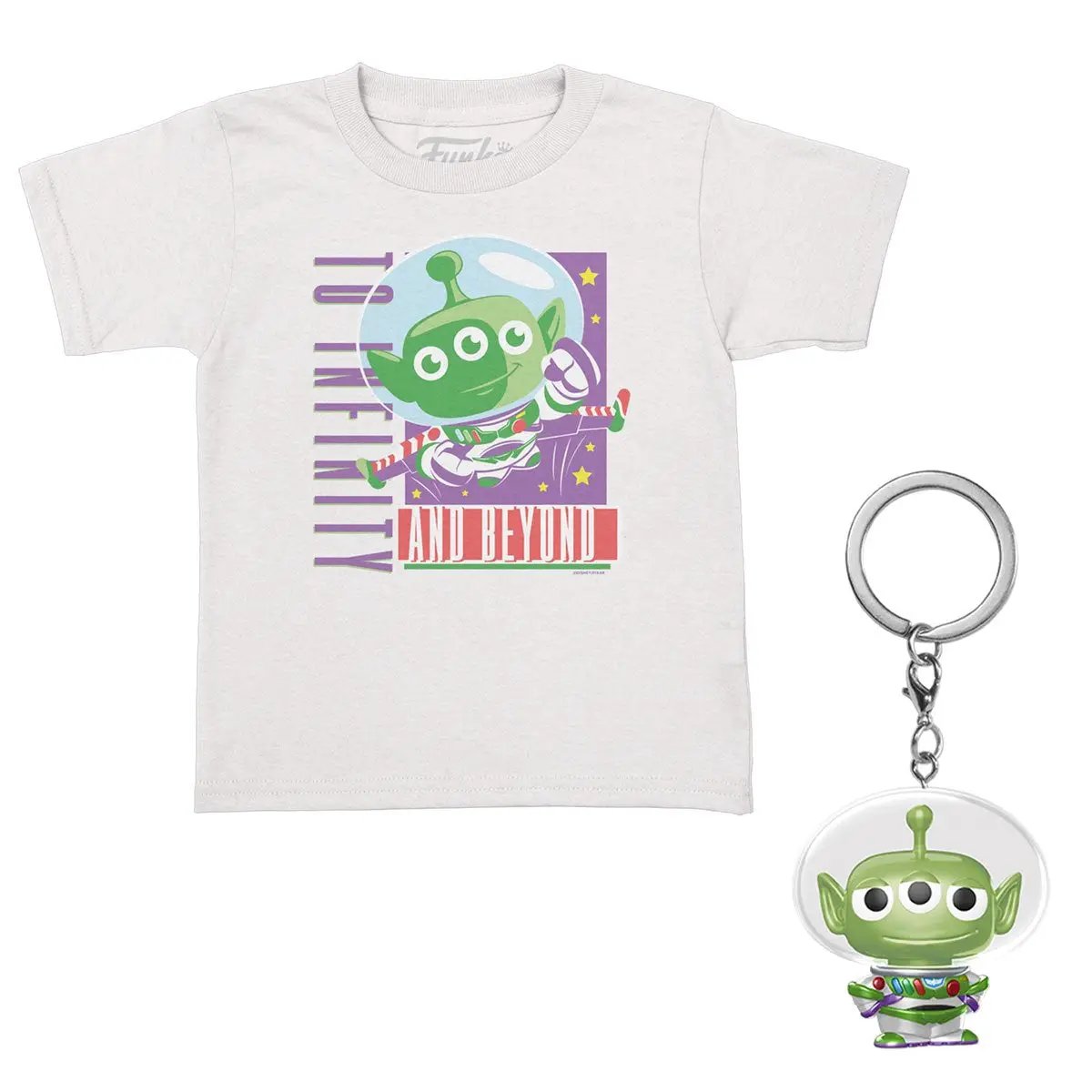 Disney Alien Buzz Pocket Pop! & Tee by THE MIGHTY HOBBY SHOP featuring a cartoon-style Alien Buzz character on a casual T-shirt.