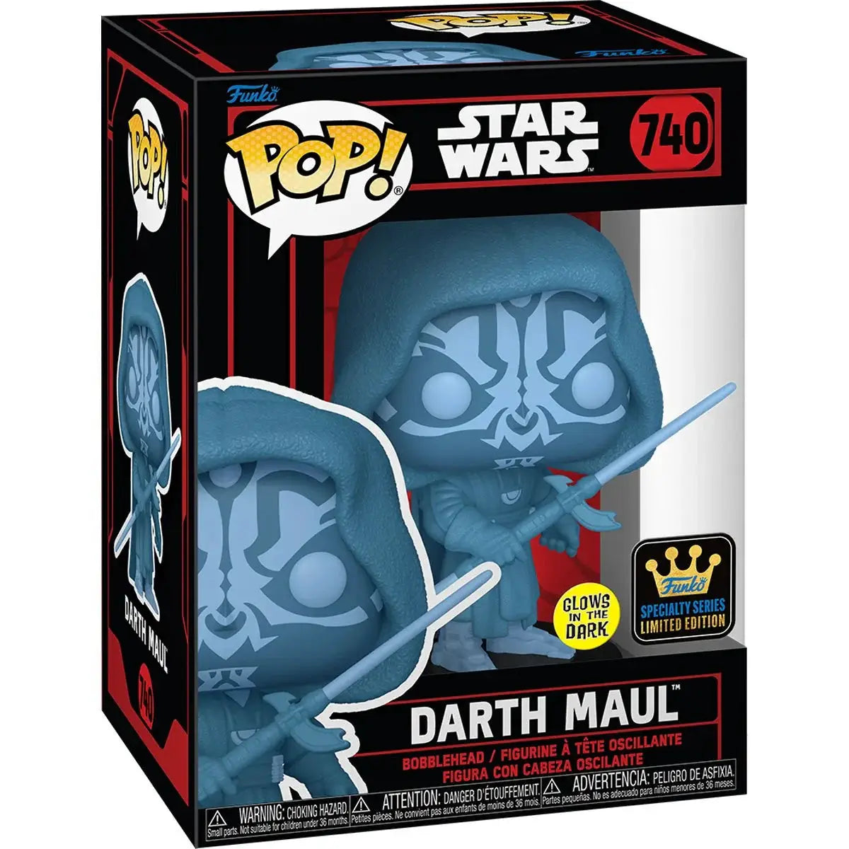 Pre-order Star Wars Darth Maul POP! vinyl figure, holographic design, Specialty Series exclusive, by The Mighty Hobby Shop.