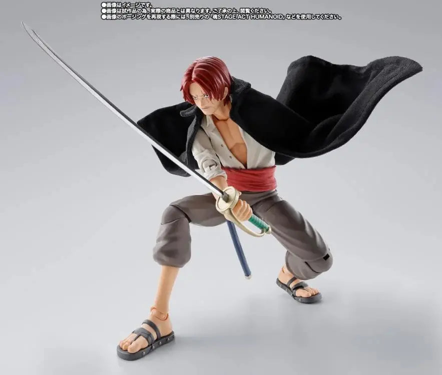 Childhood Monkey D. Luffy and Shanks S.H.Figuarts action figures from One Piece, detailed anime collectible figures.