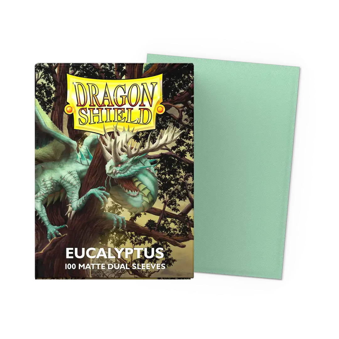 Matte dual sleeves for standard-sized trading cards, brand THE MIGHTY HOBBY SHOP, shown in a flat box with protective design.
