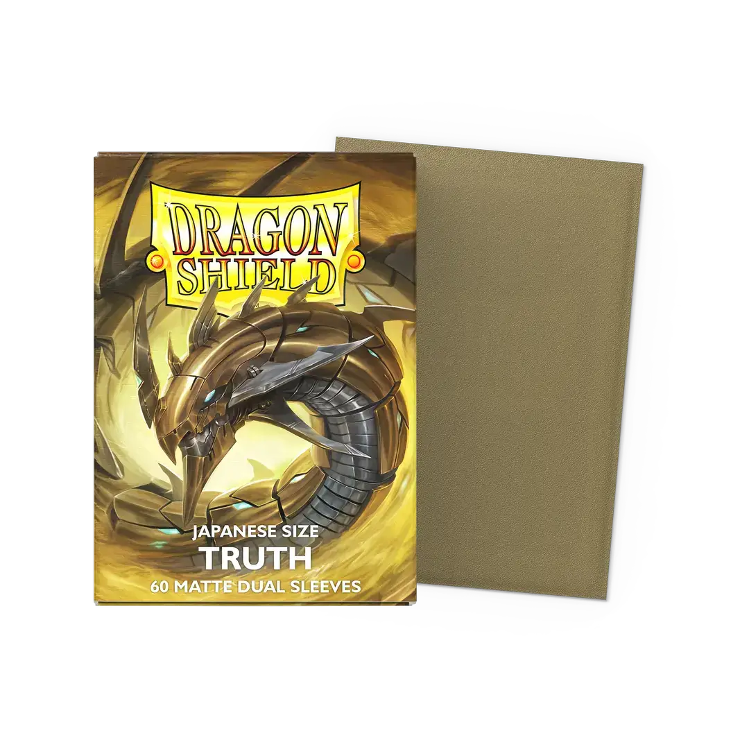 Flat image of Truth Matte Dual Sleeves in Japanese size, designed for collectible card protection by THE MIGHTY HOBBY SHOP.