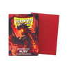 Flat image of Ruby Matte Sleeves in Japanese size, featuring clear, matte card sleeves designed for collectible card protection.
