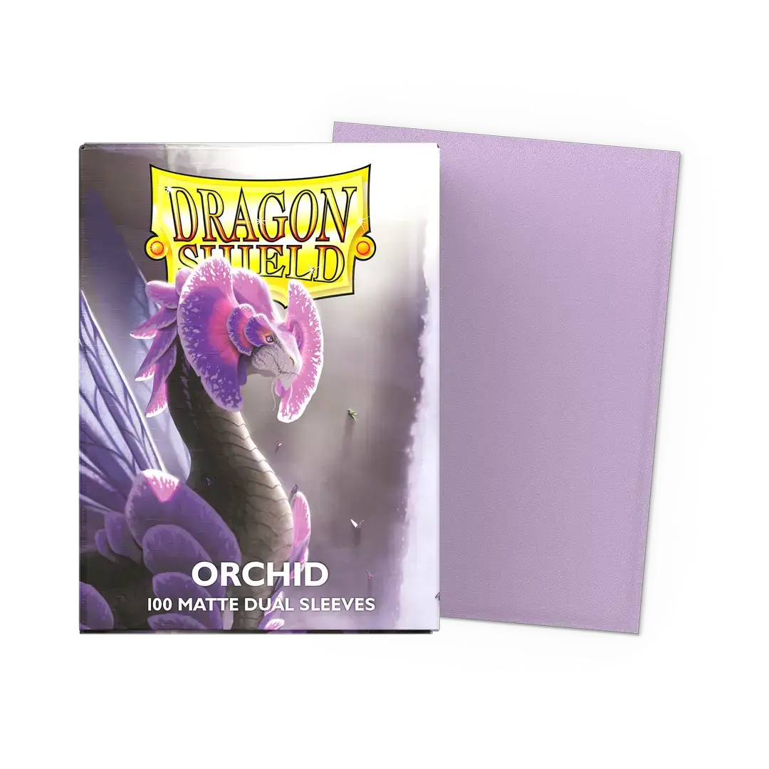 Flat image of a matte dual sleeves standard size box for Orchid trading cards by THE MIGHTY HOBBY SHOP.