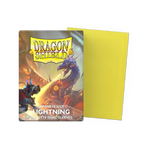 Flat image of Lightning Matte Dual Sleeves box with Japanese size packaging, designed for collectible card protection by THE MIGHTY HOBBY SHOP.