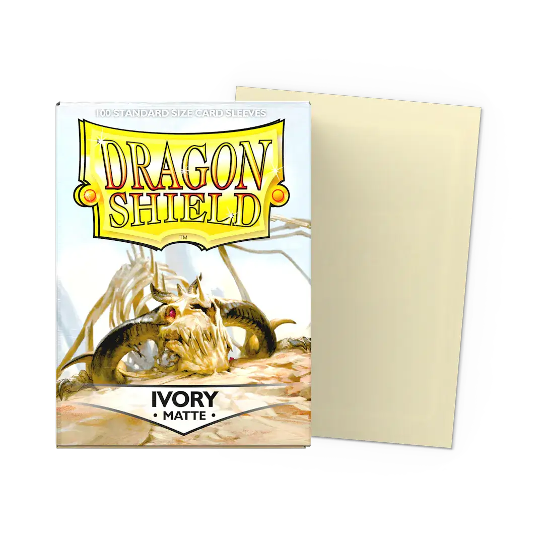 Ivory matte standard-size sleeve for trading cards, designed by THE MIGHTY HOBBY SHOP, shown flat in the image.