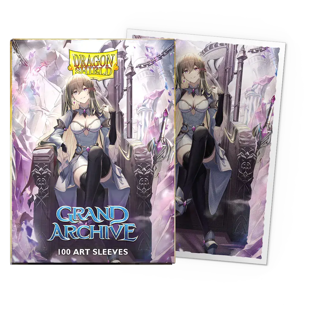 Flat image of Grand Archive Merlin, Kingslayer matte art sleeve in standard size, showcasing detailed fantasy artwork on collectible card sleeves.