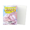 White matte standard-sized sleeves for trading cards, shown in a flat view, from THE MIGHTY HOBBY SHOP.