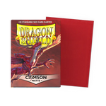 Flat image of a crimson matte standard-sized sleeve box from THE MIGHTY HOBBY SHOP, designed for storing trading cards.