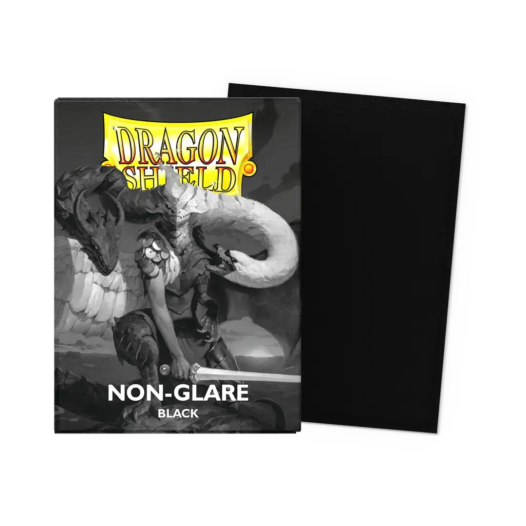 Black matte non-glare standard size sleeves for trading cards, shown in a flat box format.