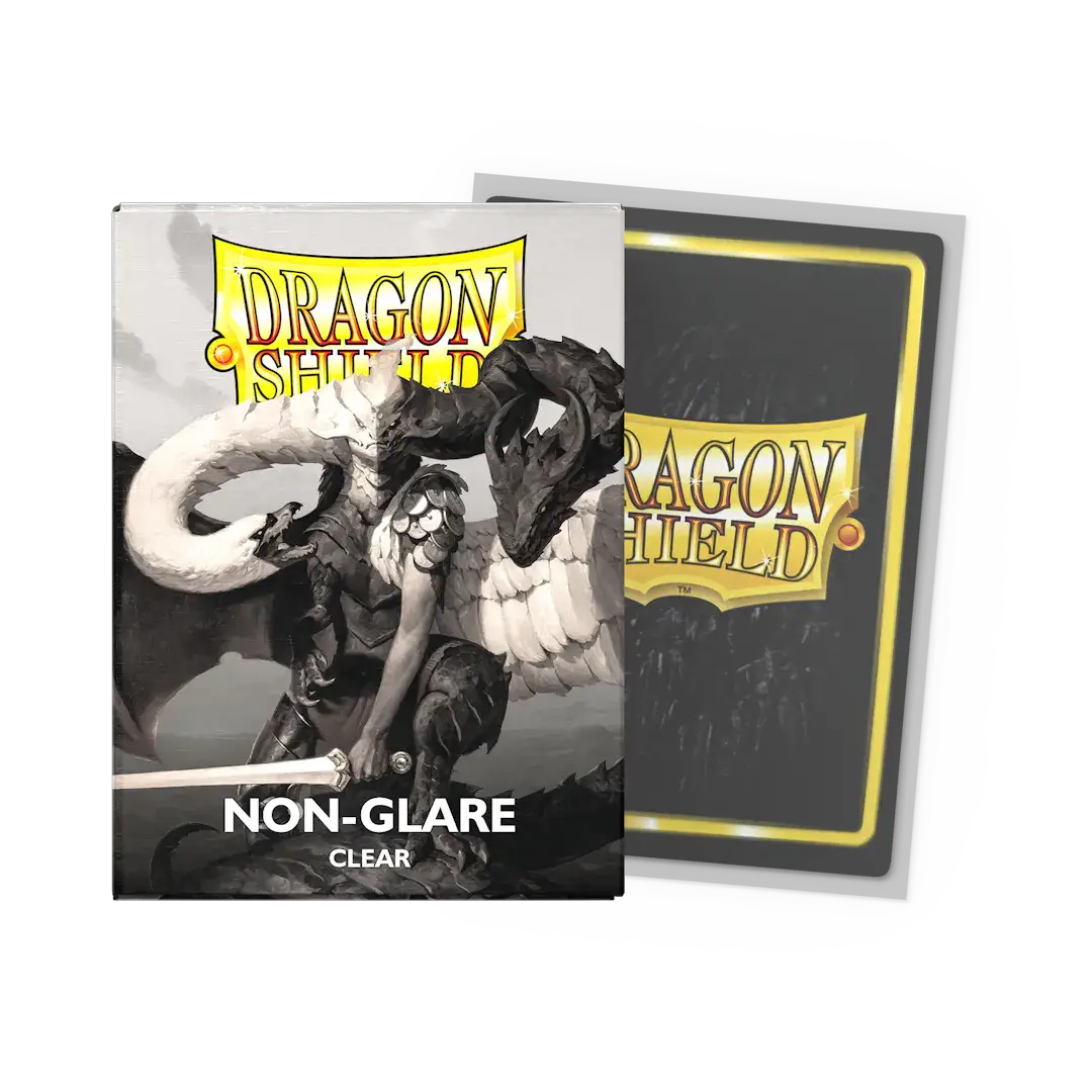 Clear non-glare matte sleeves in standard size with a flat design, ideal for protecting trading cards or collectible cards.