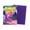 Purple matte standard size card sleeve from THE MIGHTY HOBBY SHOP, shown flat in a box for collectible card protection.