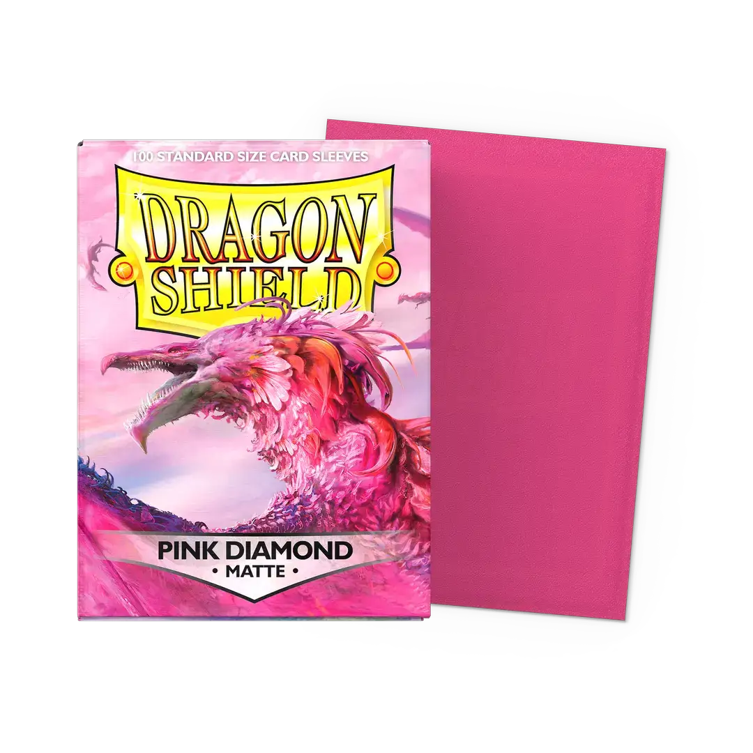 Pink diamond matte sleeves in standard size, featuring a sleek design, perfect for protecting trading cards.