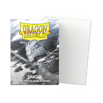 Flat image of a Dragon Shield Snow matte dual sleeves box, standard size, designed for collectible card protection by THE MIGHTY HOBBY SHOP.