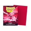 Flat image of a Fury Matte Dual Sleeves Standard Size box from THE MIGHTY HOBBY SHOP, showing the packaging for collectible card sleeves.