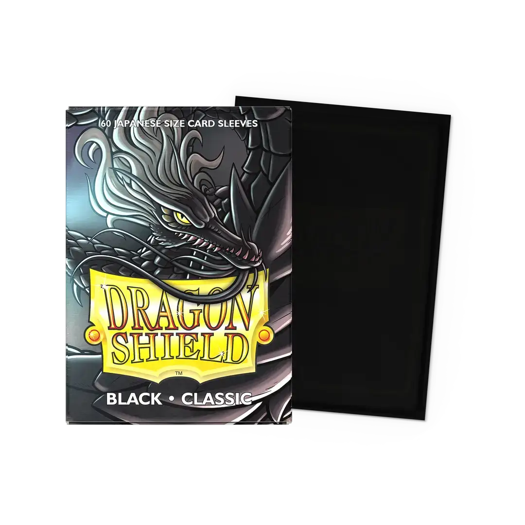 Black Classic Sleeves for Japanese-sized collectibles, from THE MIGHTY HOBBY SHOP, shown as flat, clear plastic storage sleeves.