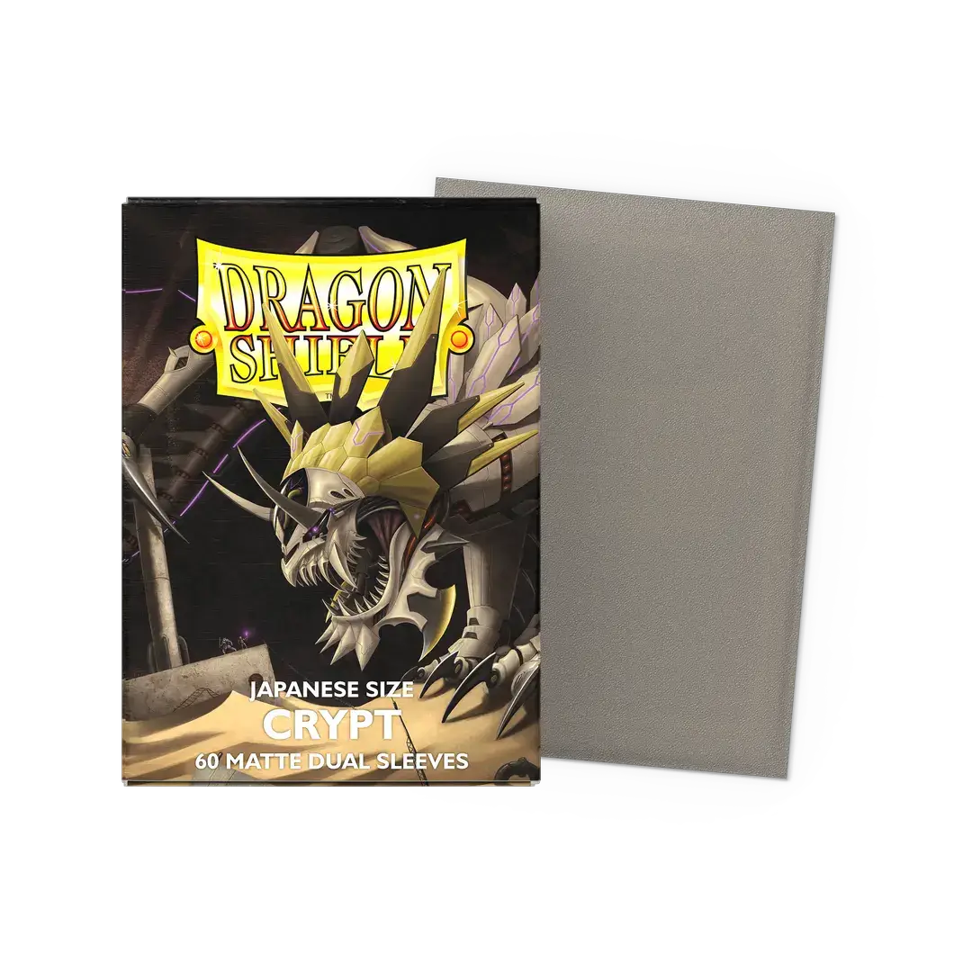Crypt Matte Dual Sleeves in Japanese size, flat box packaging, featuring secure card sleeves for collectible card protection.