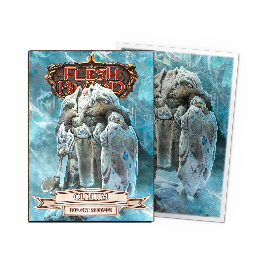 Oldhim matte art sleeves by THE MIGHTY HOBBY SHOP, standard size, featuring detailed artwork on clear card sleeves.
