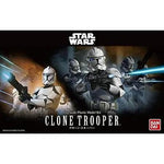 Clone Trooper action figure from Star Wars, detailed plastic model by THE MIGHTY HOBBY SHOP, posed in combat stance.