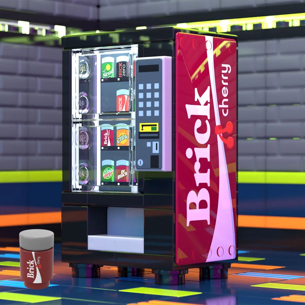 Cherry Cola Soda Vending Machine made using LEGO parts by B3 Customs