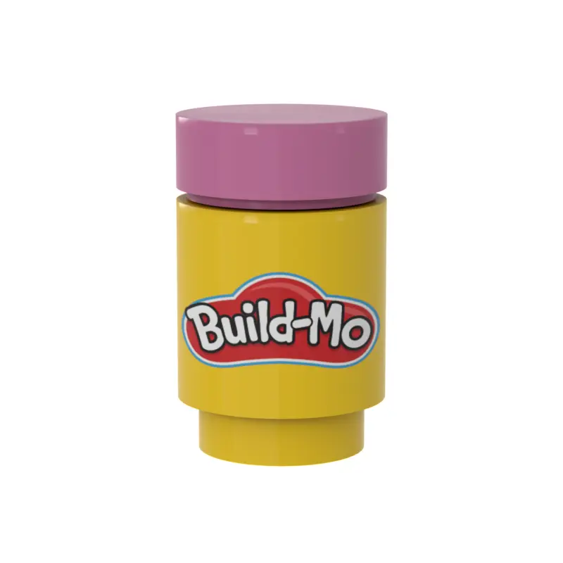 Dark pink Build-Mo Kids Clay Can for Minifigs by B3 Customs, featuring a colorful LEGO-themed Play-Doh can with playful design