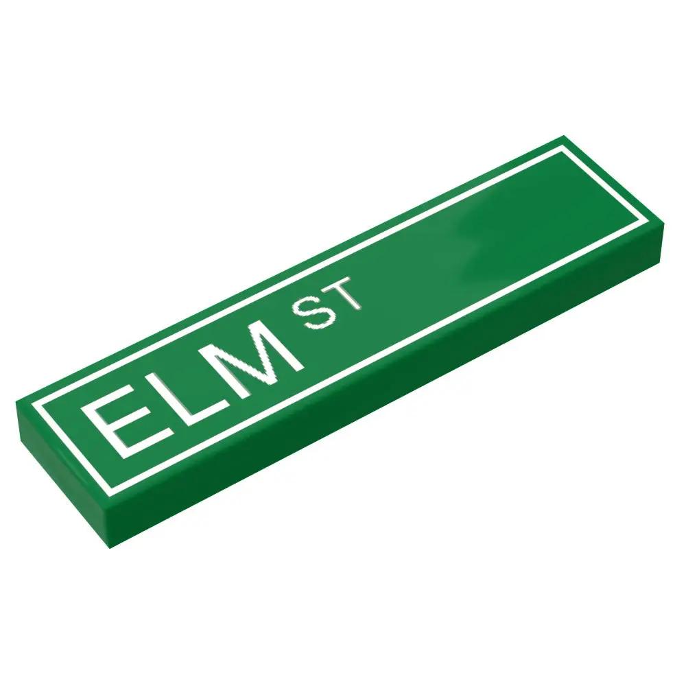 Elm Street Sign made with LEGO part (1x4 Tile) - B3 Customs by B3 Customs
