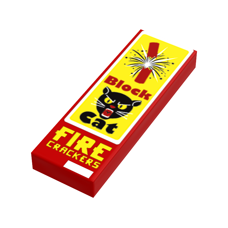 Firecrackers Block Cat Minifig Fireworks, 4th of July made using LEGO part by B3 Customs