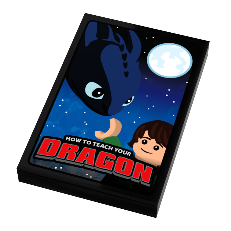 How To Teach A Dragon Movie Cover (2x3 Tile) made using LEGO parts - B3 Customs by B3 Customs
