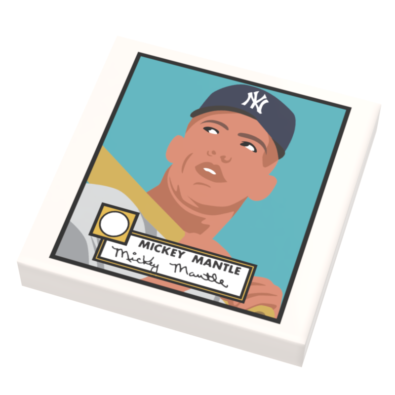 Mickey Mantle Baseball Card (2x2 Tile) by B3 Customs