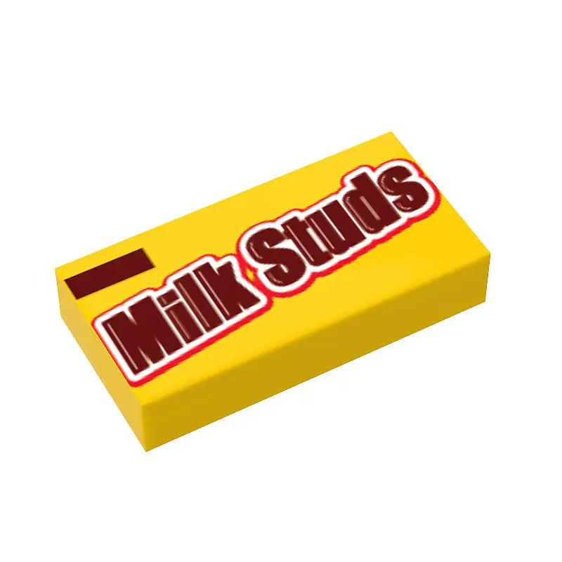 Milk Studs Custom Printed 1x2 Tile made using LEGO parts - B3 Customs by B3 Customs