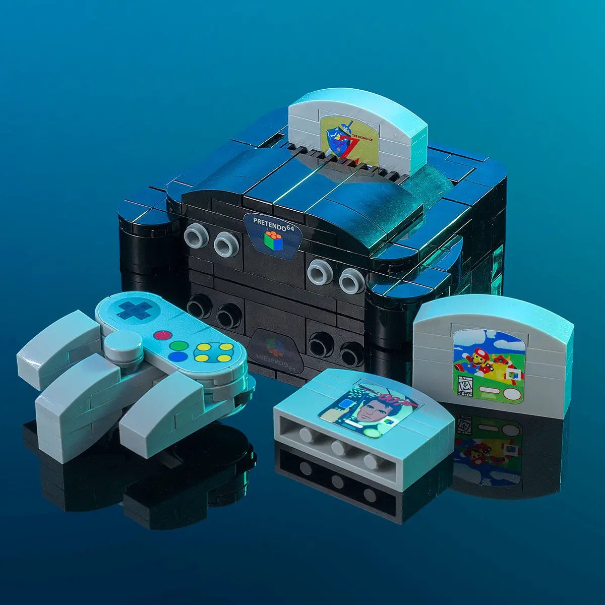 Pretendo 64 - Custom Classic Video Game Console Set made using LEGO parts by B3 Customs