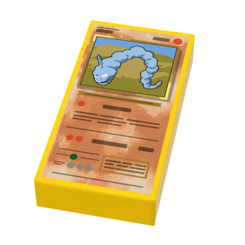 Custom LEGO Onix Pokemon card tile featuring Rock Rattler pocketball design for minifigs by B3 Customs