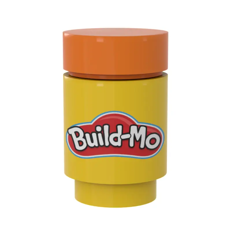 Build-Mo Kids Clay Can by B3 Customs featuring an orange Lego-themed Play-Doh can for mini-figures and creative play.