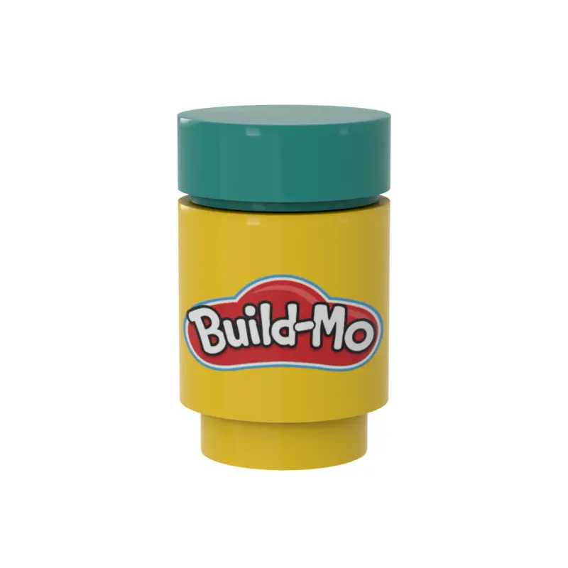 Turquoise Build-Mo Kids Clay Can for Minifigs by B3 Customs, featuring a custom LEGO-themed Play-Doh container with minifigure accessories.