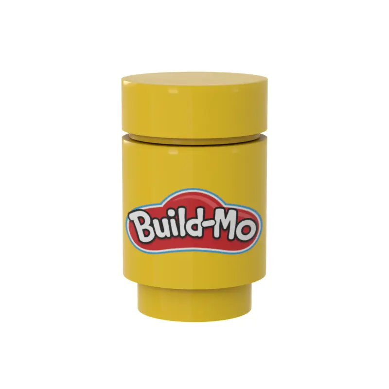 Build-Mo Kids Clay Can by B3 Customs featuring yellow Play-Doh-style modeling clay in a mini LEGO-themed can.