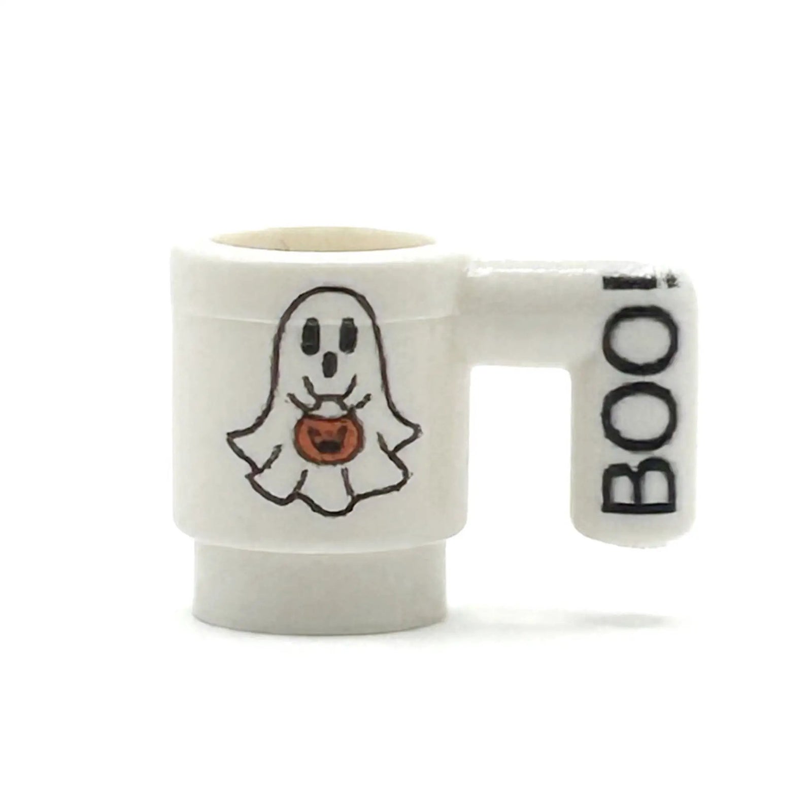 Boo! Ghost w/ Pumpkin Mug for Minifigs made using LEGO part by B3 Customs