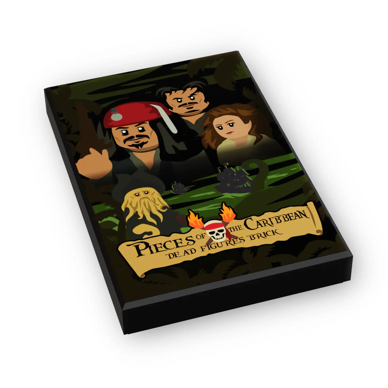 Pieces of the Caribbean: Dead Figures Brick Movie Cover (2x3 Tile) by B3 Customs