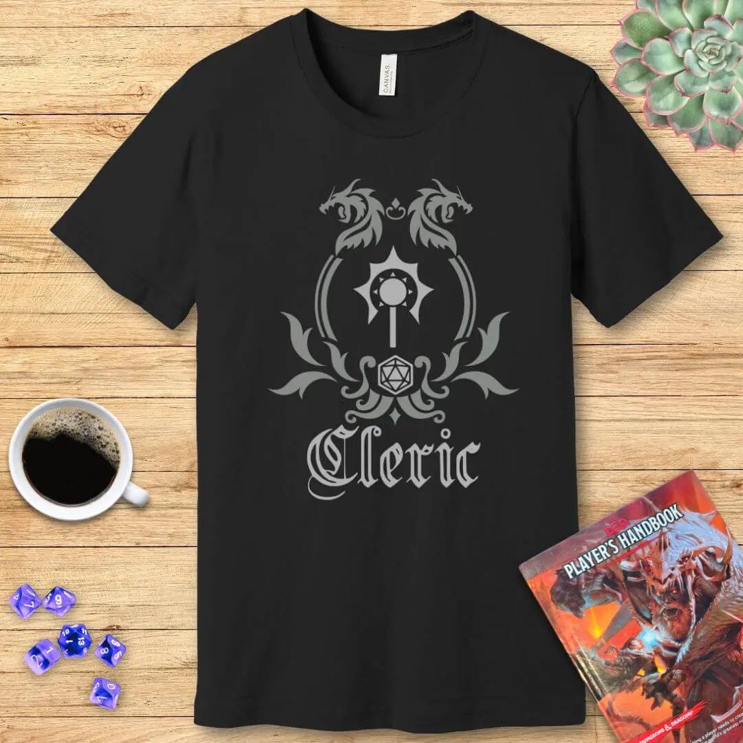 D&D Cleric Class Simple Emblem T-Shirt by Sunburst RPG
