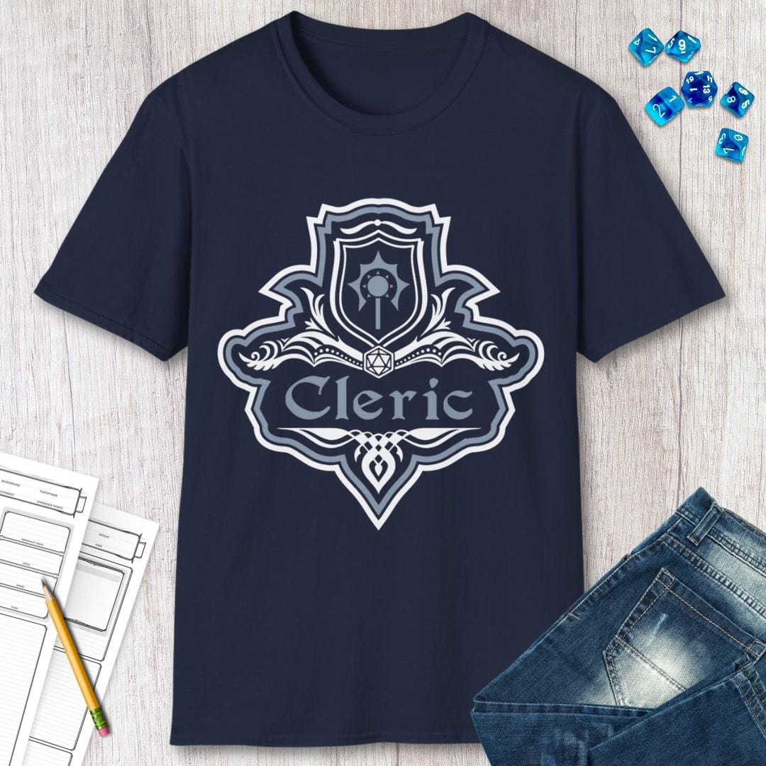 D&D Cleric Class Fancy Emblem T-Shirt by Sunburst RPG