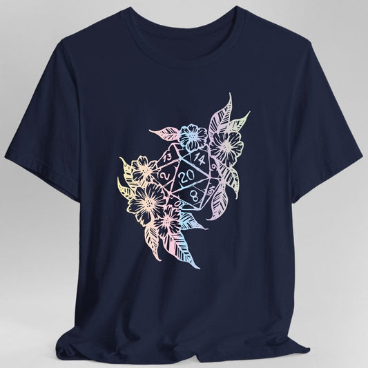 D&D D20 Dice Flower T-Shirt