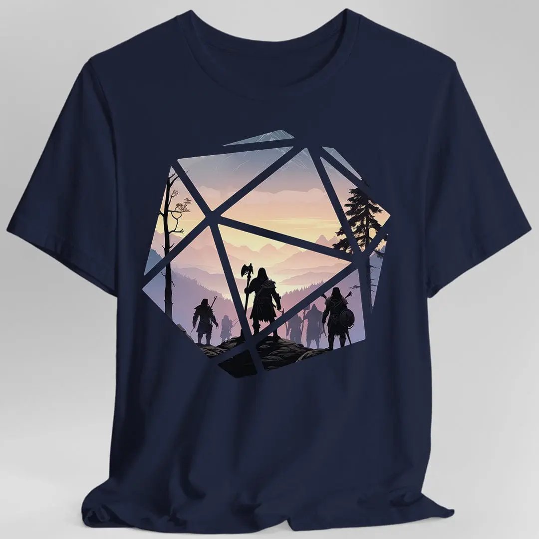 D&D D20 Landscape T-shirt by Sunburst RPG