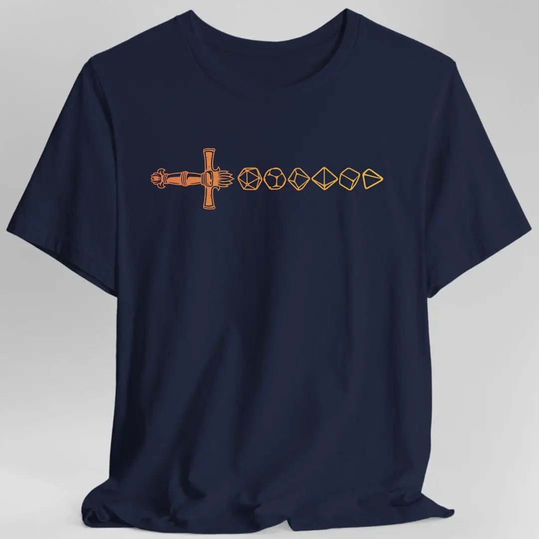 D&D Dice Sword T-Shirt by Sunburst RPG